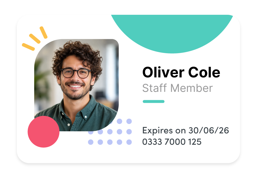 Id badge for staff member